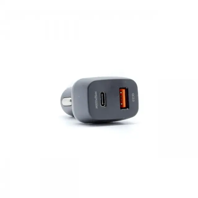 Hurtiglading med to ladeporter - SVART USB-A  og USB-C, DC 9-32 volt, 3A 