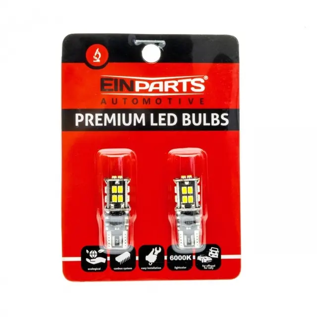 EINPARTS LED-pærer W5W 14 SMD 3020 6000K CANBUS - 2 STK 