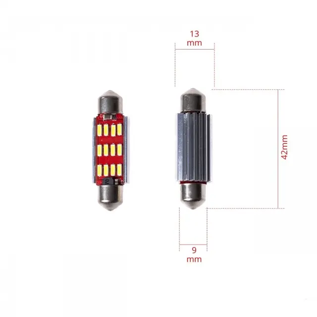 Einparts EPL51 LED C10W Pærer 42MM 12 SMD 4014 CANBUS (2 stk) 