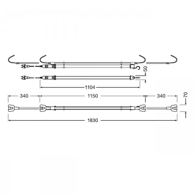 OSRAM Inspeksjonslampe, 1400 lumen 240V fra 1104 mm til 1830 mm, OSRAM LED 