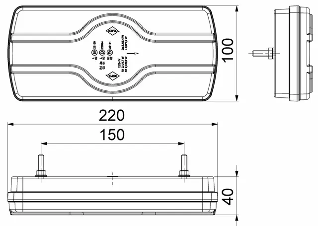 Multifunksjons Baklampe EMA 12 og 24 Volt LED baklampe 