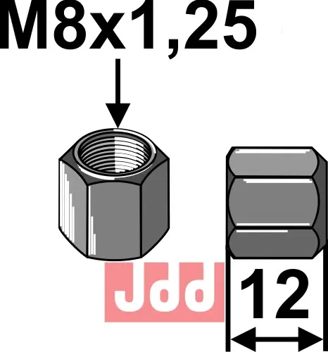 Mutter M8x1,25 - 10.9 - JDD Utstyr