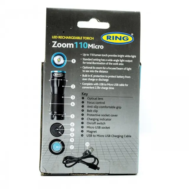 Zoom 110 Micro oppladbar LED lommelykt 110 lumen med OSRAM LED 