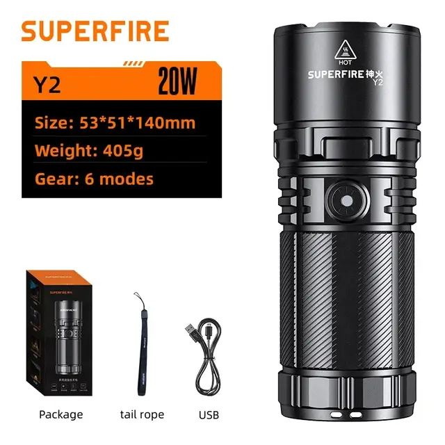 SupFire LED lommelykt 3000 lumen - JDD Utstyr