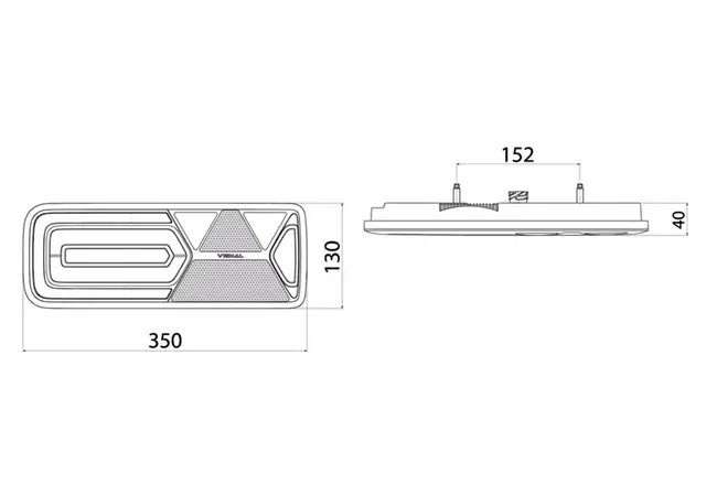 Schmitz Høyre LED Baklampe fra 2016-- Tilleggstilkoblinger og Triangulær Refle 