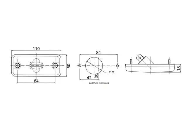 Sidemarkørlampe 12/24V for W5W pære Passer mange lastebilmerker 