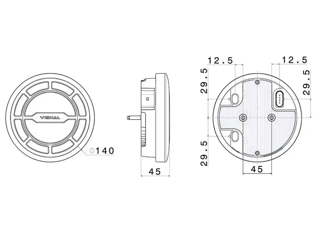 Vignal LED Baklykt LCR19 24V Rund Stop, posisjon og blink 